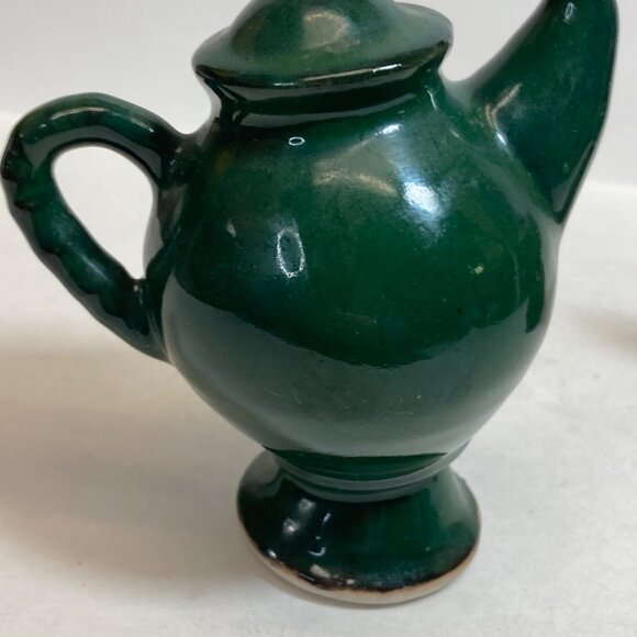 Handmade Ceramic Decorative Funky Teapots Green Maroon Signed Artisan Pottery - Picture 10 of 13